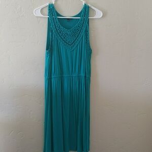 Chic Teal Sleeveless Midi Dress